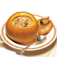 White Bean and Sausage Stew in Pumpkin Bowls