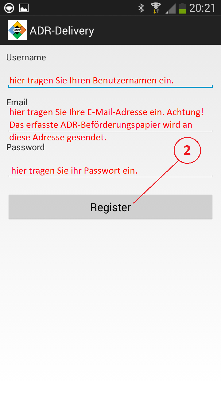 Android application ADR - dangerous good Per screenshort
