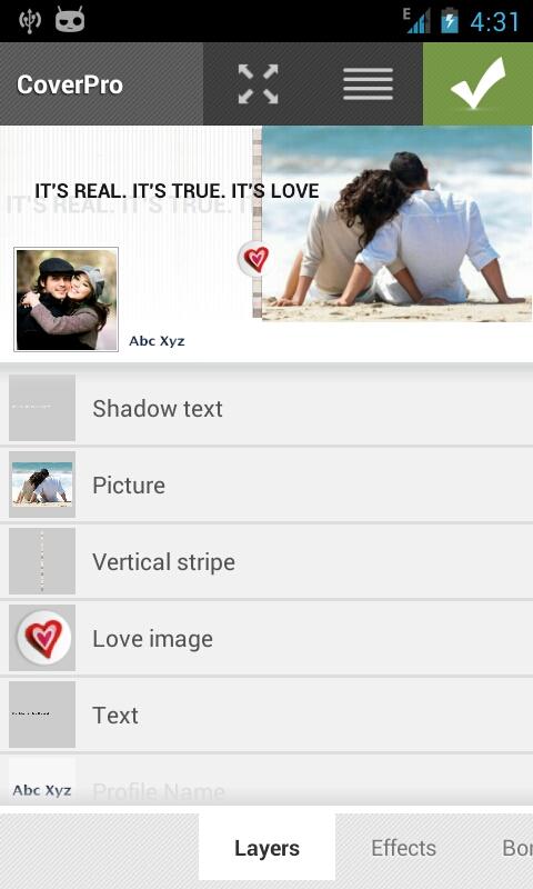 Android application Template Love - CoverPro screenshort