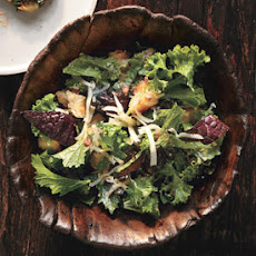Raw Mustard Greens Salad with Gruyère and Anchovy Croutons