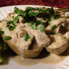 Beef Stroganoff-Stuffed Potatoes
