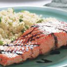 Grilled Salmon with Balsamic Drizzle and Green Couscous