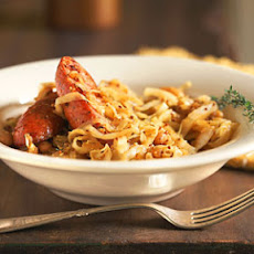 Mustard-Spiced Cabbage and Cannellini Beans with Sausage