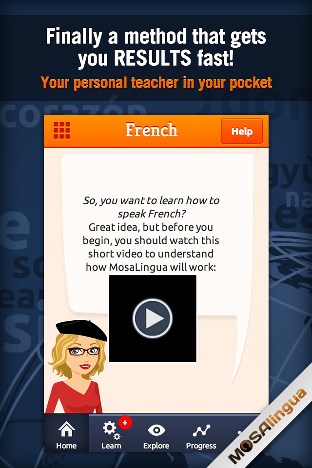 Android application Learn French with MosaLingua screenshort