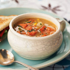 Sweet Corn Chowder with Hot-Smoked Salmon