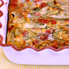 Crustless Zucchini, Corn and Tomato Quiche with Feta