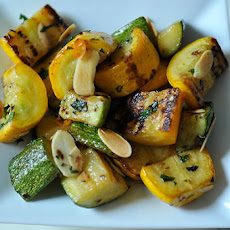 Zucchini and Summer Squash with Chili, Mint and Toasted Almonds