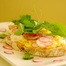 Curried Egg Salad, Radish and Fall Pea Shoot Tartine