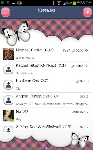 GO SMS THEME PeachButterflySky