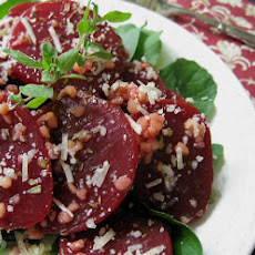 Roasted “arnold Farm” Beet Salad With Arugula and Goat Cheese