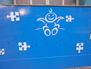 Mural del niño azulado