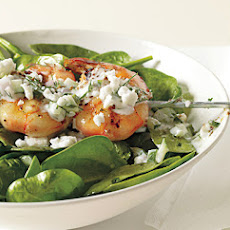 Shrimp Skewers with Tzatziki, Spinach, and Feta