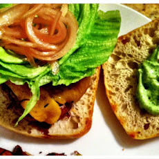 Honey Habanero Aioli Burgers with Pickled Onions