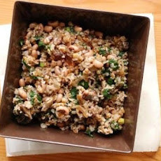 Bulgur and Black-Eyed Pea Salad with Tomatoes, Onions, and Pomegranate Dressing