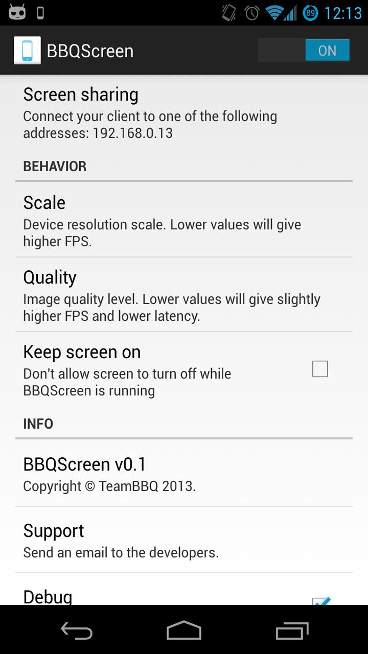 Android application BBQScreen Remote Control screenshort