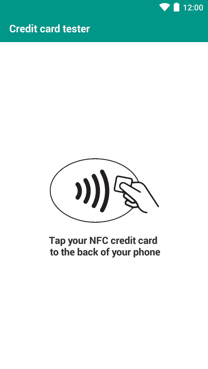 Android application NFC credit card tester screenshort