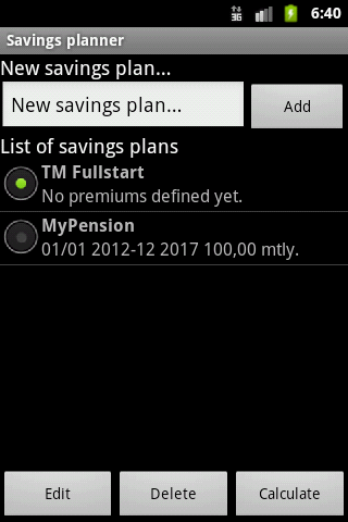 Savings planner