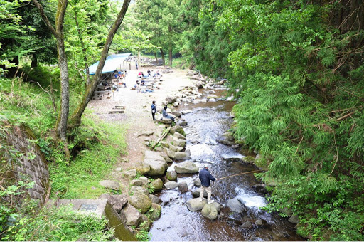 相模川源流 日向川温泉 クアハウス山小屋 日向渓谷マス釣り場