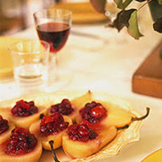 Poached Pears Filled with Cranberry Sauce