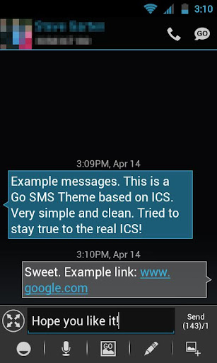 GO SMS THEME - Smooth ICS Blue