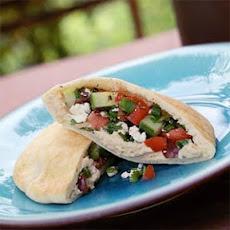 Hummus Pitas With Feta-Olive Salsa