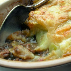 Traditional English Cottage Pie With Cheese and Leek Topping