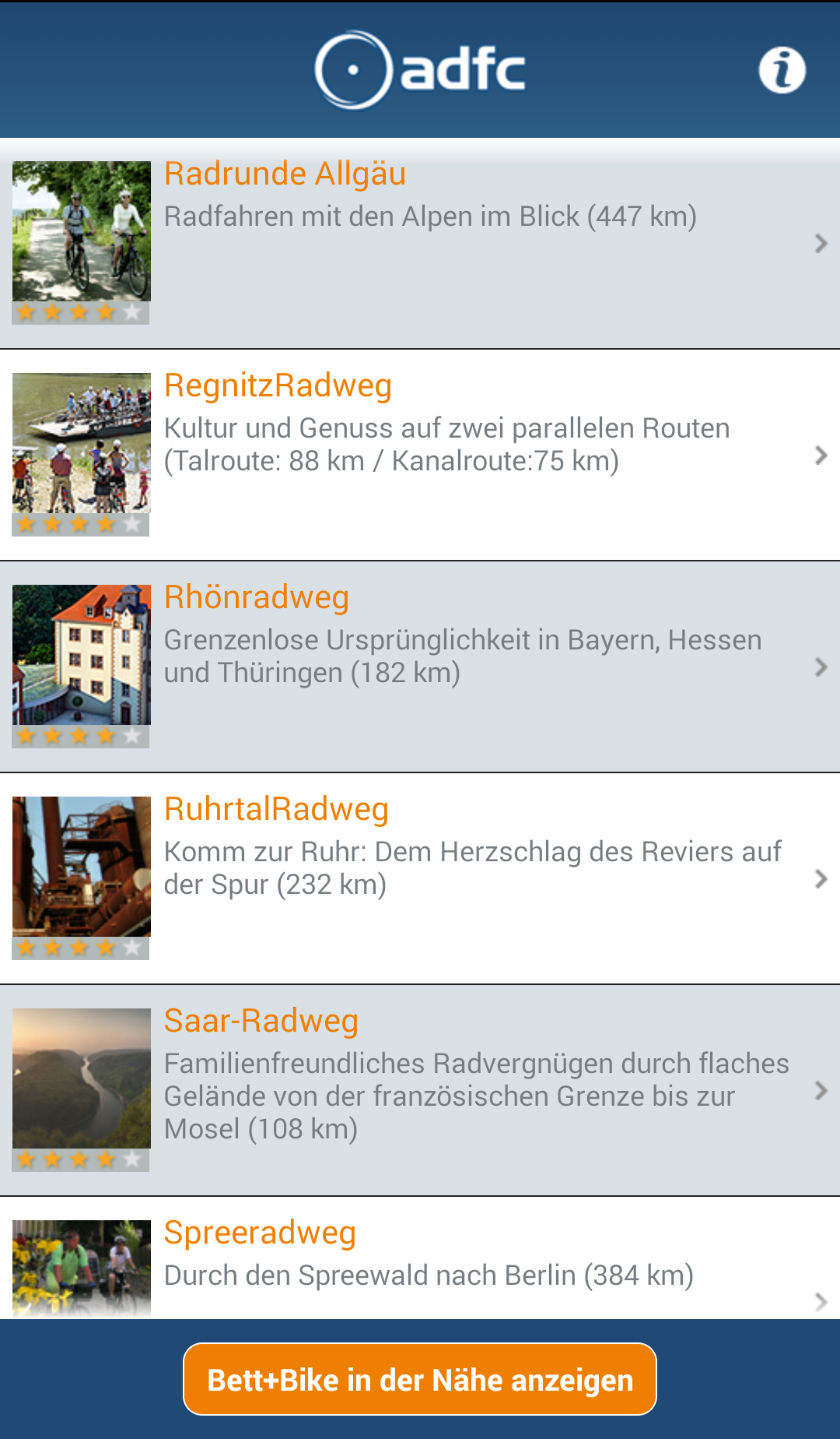 Android application Sternerouten screenshort