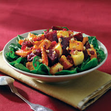 Roasted Root Vegetables Over Greens