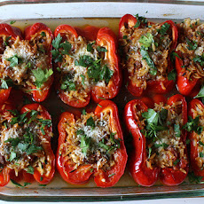 Sauteed Vegies and Orzo Stuffed Peppers