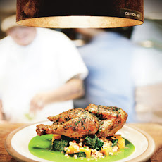 Skillet-Roasted Chicken with Farro and Herb Pistou