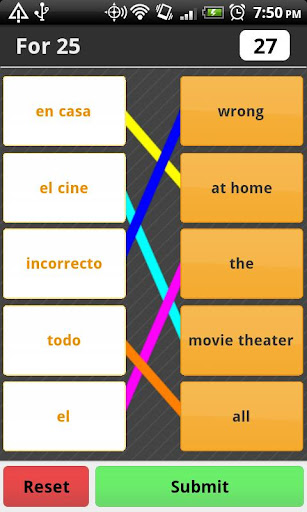 Spanish Vocab Match Game