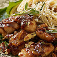 Orange-Balsamic Chicken Thighs with Pecans and Sage Butter Pasta