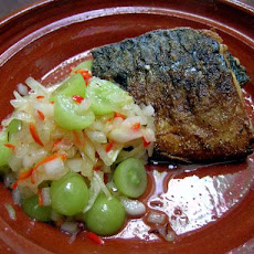 Spring Mackerel With Sour Grapes and Saffron Salsa