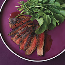 Steak with Mixed Peppercorns and Pomegranate Glaze