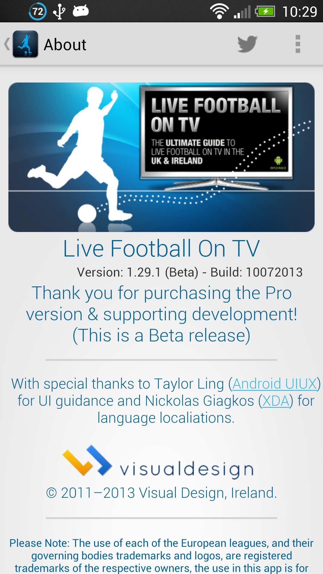 Android application Live Football On TV screenshort