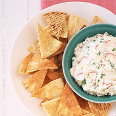 Pita Crisps with Feta-Radish Spread