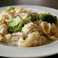 Skillet Chicken, Broccoli, Ziti, and Asiago Cheese