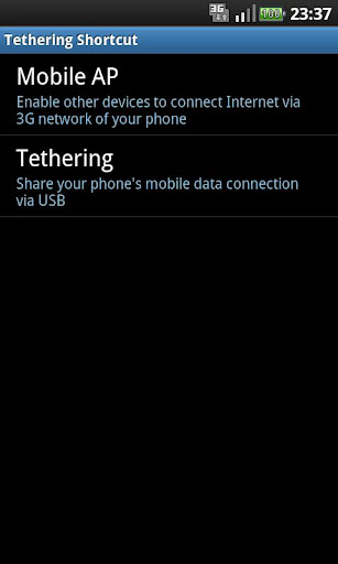 Tethering Shortcut