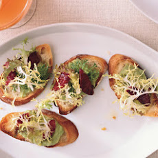 Bruschetta with Fava Beans, Greens, and Blood Oranges