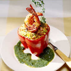 Barbecue Shrimp And Cornbread-Stuffed Peppers