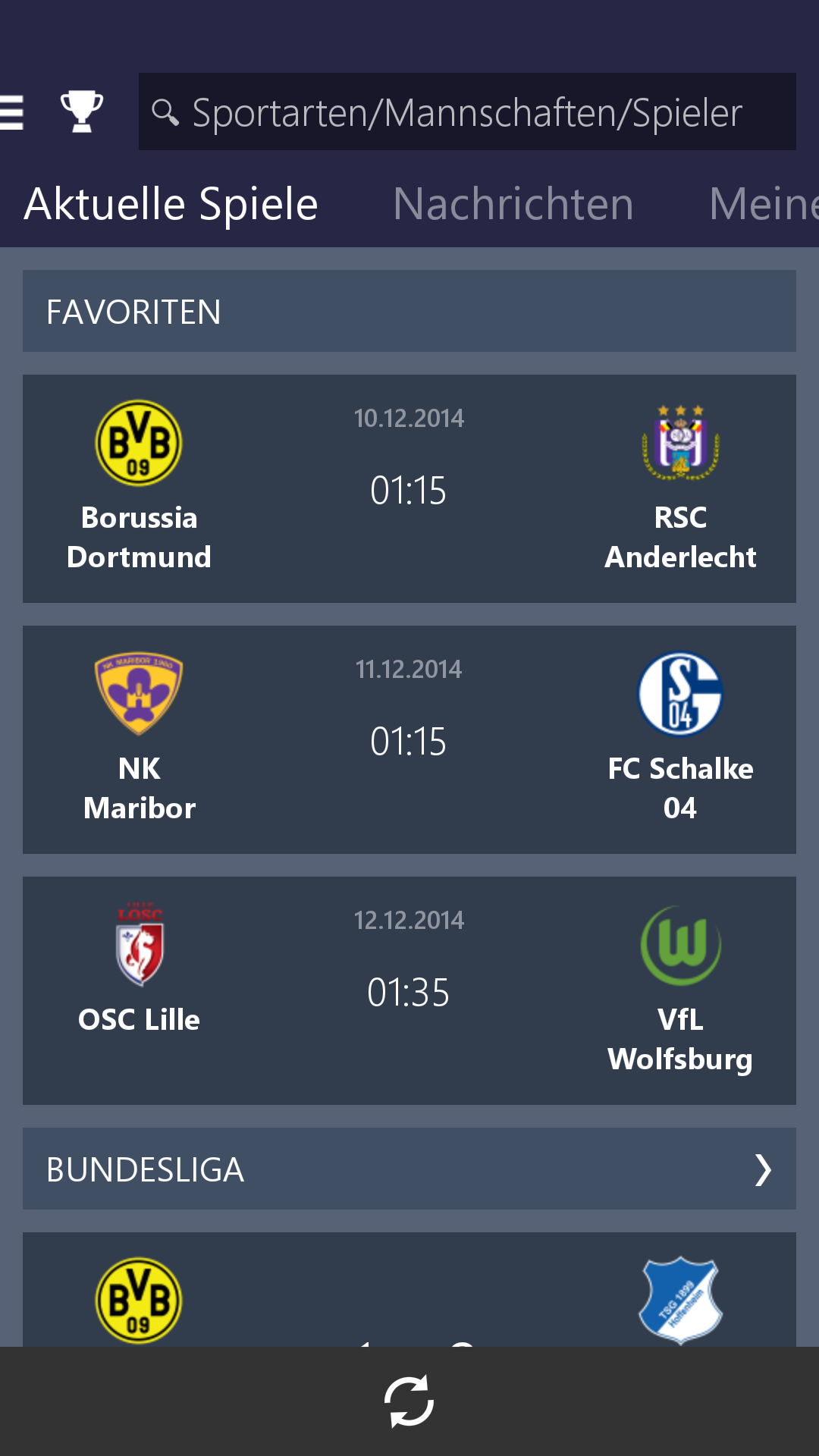 Android application MSN Sports - Scores &amp; Schedule screenshort