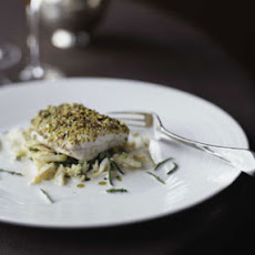 Pistachio Sea Bass with Crab Salad