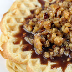 Granola Waffles with Butter Pecan Syrup