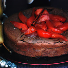 Flourless Chocolate Cake with Spiced Pears