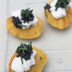 Fresh Corn Madeleines with Sour Cream and Caviar