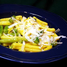 Pappardelle With Peas and Asparagus in Orange-saffron Sauce