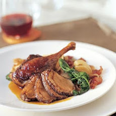 Five-Spice Duck with Butternut Squash Ravioli and Broccoli Rabe