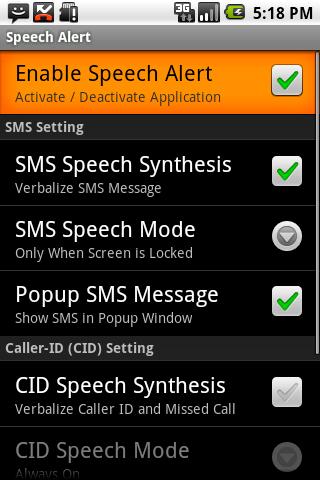 SMS CallerID Speech Alert