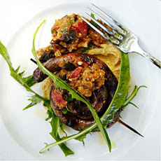 Merguez with Chickpea Purée and Eggplant Jam