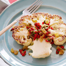 Roasted Cauliflower Steaks with Raisin Relish
